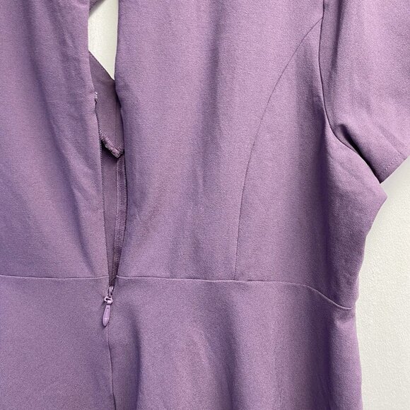 TORRID Cris Cross Crew-Neck Short Cap Sleeve Peplum Blouse Women Sz 0 Purple - Picture 11 of 16